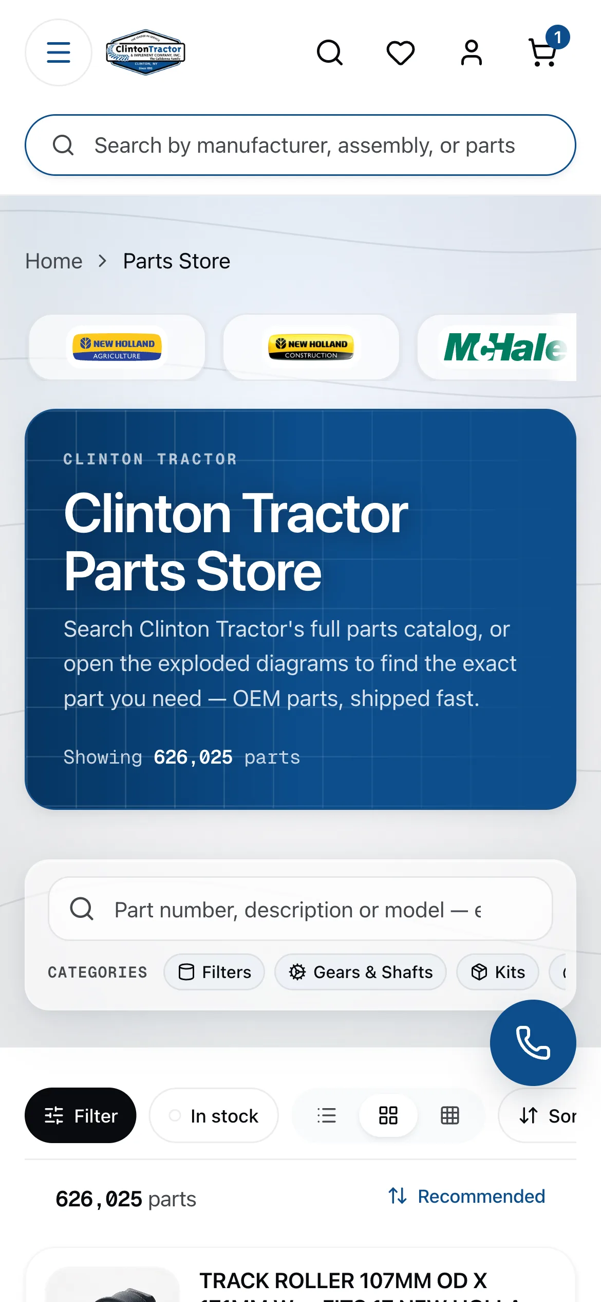 prod /parts on a phone, no product visible above the fold
