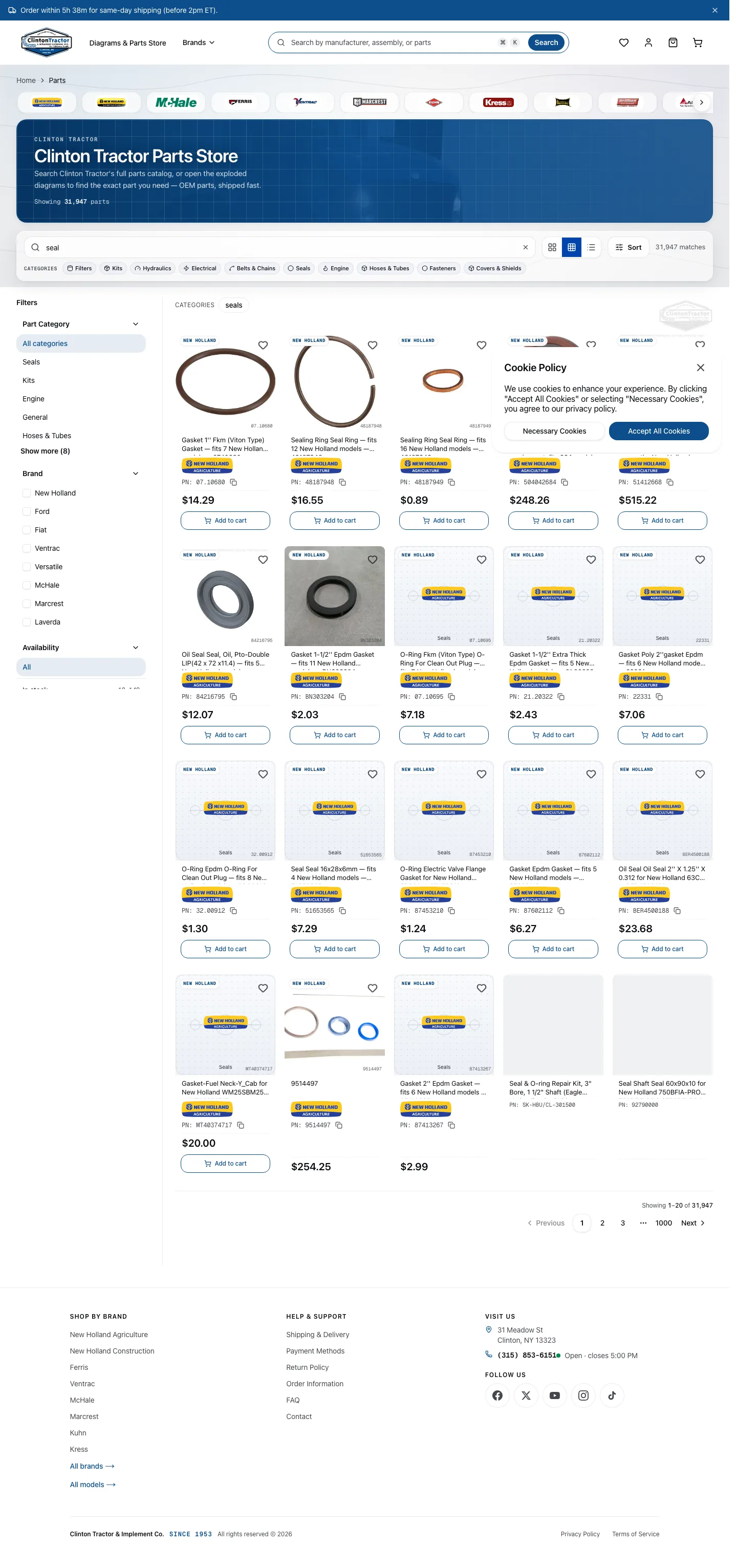 The same search on the test copy